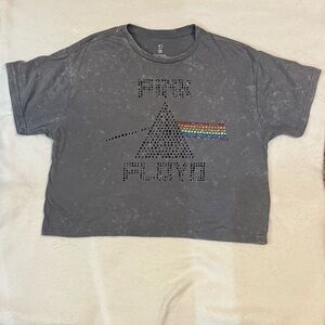 Women’s Large Pink Floyd Gray Cropped T-Shirt